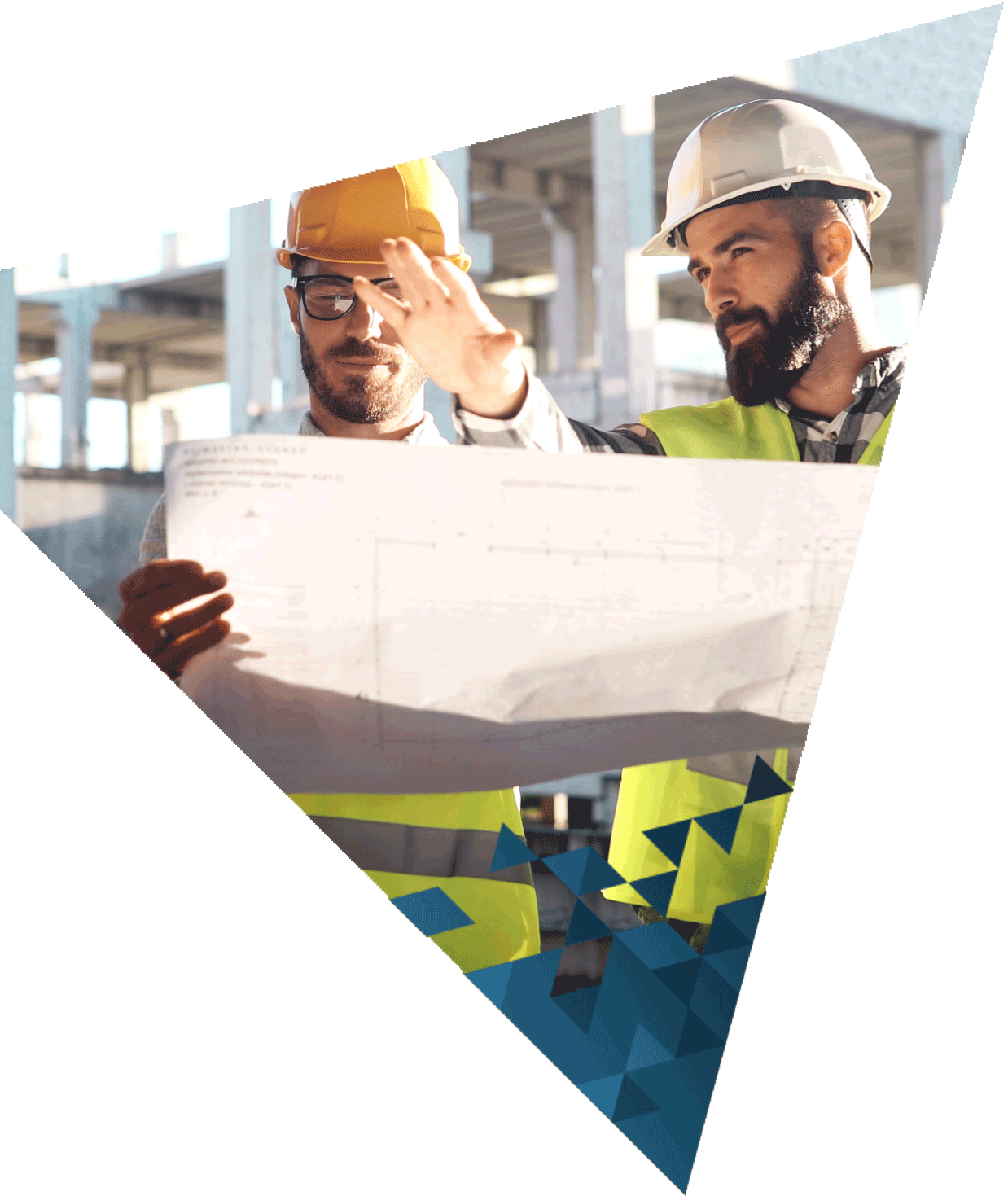 Two construction workers looking at a plan Two construction workers looking at a plan